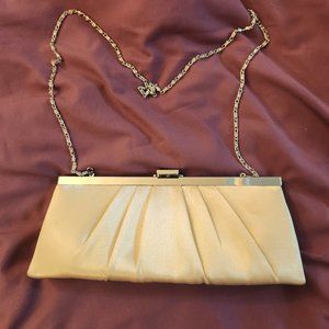 Elegant Pleated Cream Satin Clutch Evening Bag